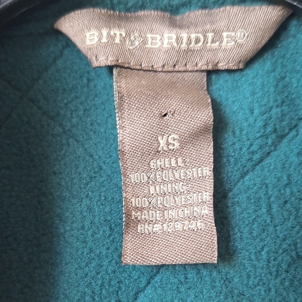 Bit & Bridle Quilted Vest Women Green Full Zip Pockets Size XS - Picture 6 of 6